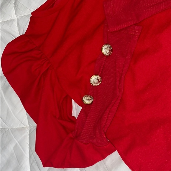 SHEIN puff sleeve thin sweater with gold hardware - Picture 2 of 6